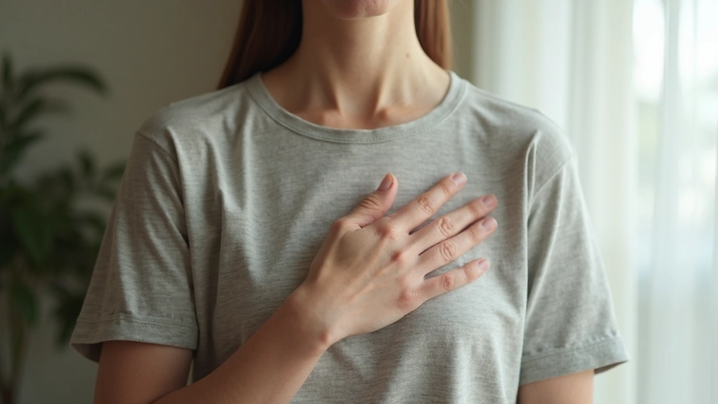 Person managing anxiety during technology detox, practicing breathing techniques and self-regulation without devices